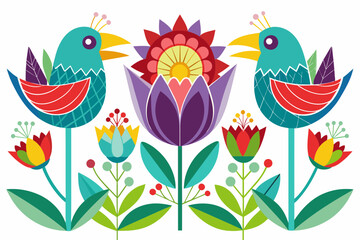  flowers that look like birds vector illustration