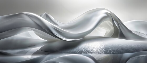   A white fabric wave against a gray backdrop, illuminated by a nearby light source