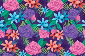 Rolgordijnen Seamless pattern with spring flower rose vintage for wallpaper background © Sohail