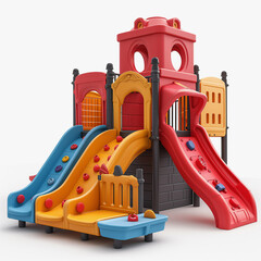 colorful playground slides with climbing features