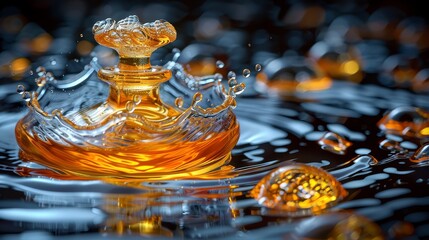   A bottle with a crown top submerged in water