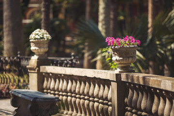 Flower pot at outdoor. Villa Durazzo-Centurione. Santa margherita ligure Italy. Italian garden park...