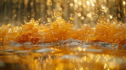   A tight shot of oranges submerged in water, with droplets forming atop each fruit