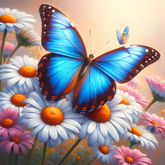 background with butterflies, flower,floral, seamless, wallpaper, butterfly, illustration, Ai generated 