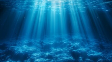 Obraz premium abstract underwater scene sunrays in deep blue sea Cinematic Lighting in the ocean AI generated