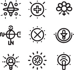 thin line Core values concept. Integrity, mission, vision, trust, purpose, leadership black icon on white background