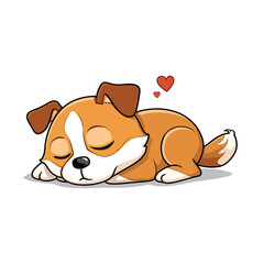  Cartoon dog asleep, hearts floating above.
