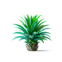 Pineapple Plant With Green Leaves on White Background. Generative AI