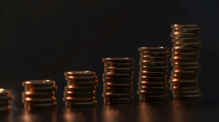 Coins neatly stacked, height symbolizing growth - Ai Generated