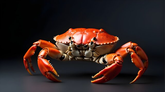 a key-lit picture studio setup featuring an isolated crab image with a black background and copy space