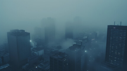 tokio city covered in fog created with Generative AI technology