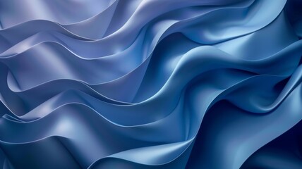 Abstract blue satin fabric undulating - A captivating abstract image of vibrant blue satin fabric gently undulating, creating a fluid and dynamic texture