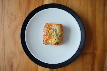 Sweet Double Cheese Bread on table 
