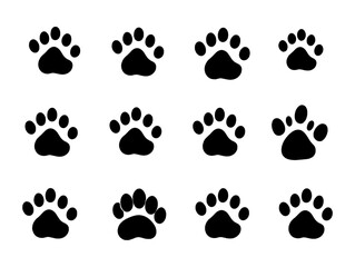Paw icon vector illustration. paw print sign and symbol. dog or cat paw set collection