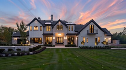 Perfectly lit to showcase its elegant architecture, the home exudes sophistication and charm, with every detail meticulously crafted to perfection.