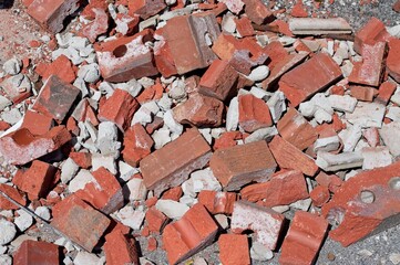 Pile of brick and mortar rubble