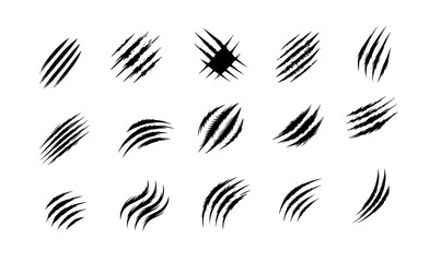 claw scratches icons collection. horror, tigers paw, claw, attack, sharp, scratch, damage, torn dangerous conceptual illustration. creative logotype illustration of claw marks