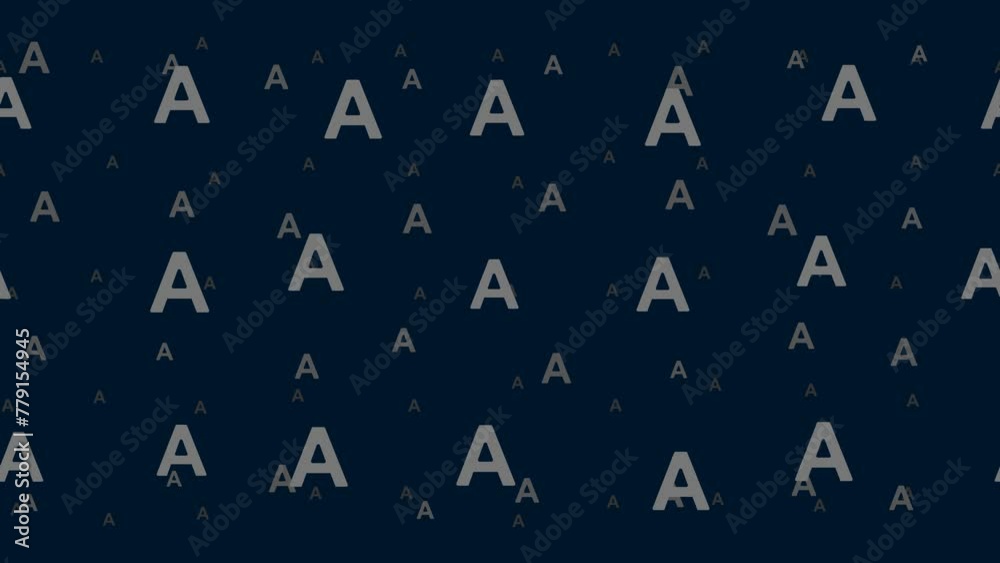 Poster capital letter a symbols float horizontally from left to right. parallax fly effect. floating symbol