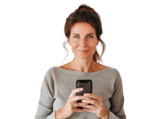 Caucasian Woman Holding Phone