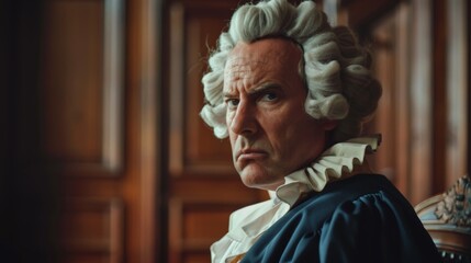 Naklejka premium Angry old mad judge in court concept