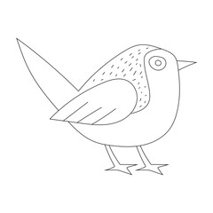 Outline Cute Little Bird Clipart Flat Design. Bird Vector Flat Illustration