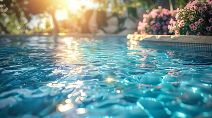 Stunning azure water glints under the sun's rays in this inviting pool background.