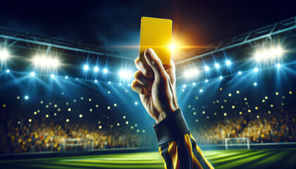 referee holds up yellow card, Football, soccer, Generative ai