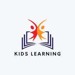 kids learning institute logo design vector - obrazy, fototapety, plakaty