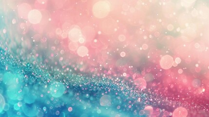 Blurred bokeh circle lights. Abstract color gradient raspberry, pink background with glitter. Cover, banner, photorealism. Holiday concept.