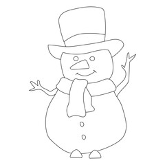 Outline Snowman Clipart for Lovers of Winter Season. This Winter Theme Snowman Vector Suits Christmas Celebration