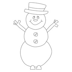 Outline Snowman Clipart for Lovers of Winter Season. This Winter Theme Snowman Vector Suits Christmas Celebration