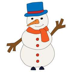 Colorful Snowman Clipart for Lovers of Winter Season. This Winter Theme Snowman Vector Suits Christmas Celebration