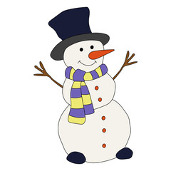 Colorful Snowman Clipart for Lovers of Winter Season. This Winter Theme Snowman Vector Suits Christmas Celebration