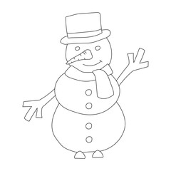Outline Snowman Clipart for Lovers of Winter Season. This Winter Theme Snowman Vector Suits Christmas Celebration