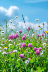 Fototapeta premium Beautiful spring summer natural with a field of purple