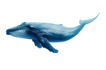 Majestic Blue Whale Gliding Through Ocean Depths. On Transparent Background.