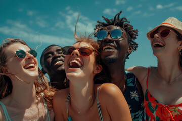 A group of happy friends in summer.