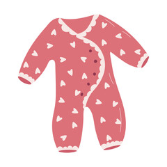 Vector illustration of a children costume with pink hearts.