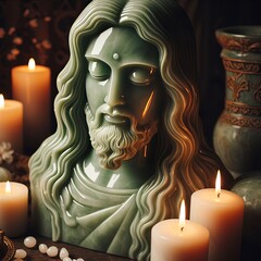 Jade statue of Jesus Christ face