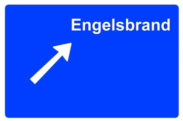 Illustration eines Autobahn-Ausfahrtschildes mit der Beschriftung 