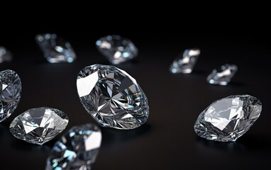 Close-up of diamonds with sharp reflections