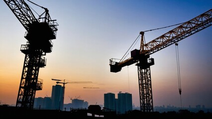 Giants of Progress: Cranes Over the Construction Site