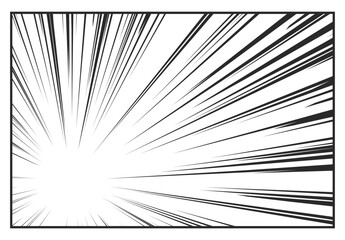 Obraz premium Manga Radial Speed Lines For Comic Effect. Motion And Force Action Focus Flash Strips For Anime Book. Background