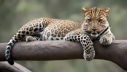 A Leopard With Its Legs Stretched Out Lounging2