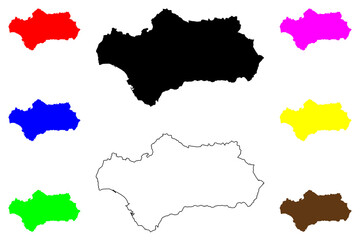 Andalusia (Kingdom of Spain, Autonomous community) map vector illustration, scribble sketch Andalucía map