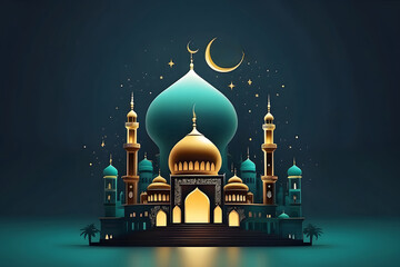 lantern and mosque Islamic, eid-mubarak, eid al-Adha, banner design, mock-up - obrazy, fototapety, plakaty