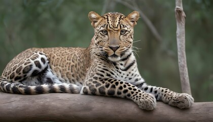 A Leopard With Its Legs Stretched Out Lounging3
