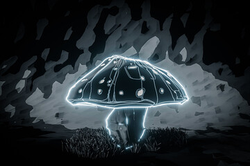 mushroom isolated on black - obrazy, fototapety, plakaty