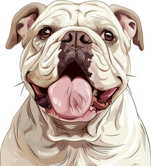 English bulldog cute art vector illustration
