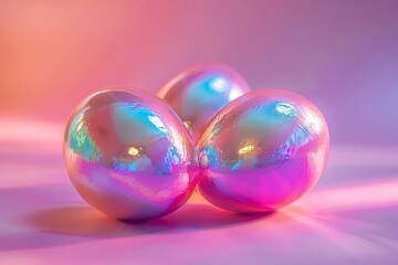 Holographic lustrous metallic duochrome Easter eggs.